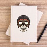 Zepplin Giyim Skull Helmet Çizgisiz Kanvas Defter Çizgisiz - Krem - 14x21 cm