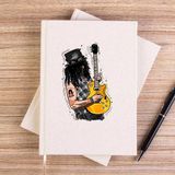 Zepplin Giyim Slash Guitar Cartoon Çizgisiz Kanvas Defter Çizgisiz - Krem - 14x21 cm