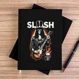 Zepplin Giyim Slash Guitarist Skull Logo Siyah Çizgisiz Kanvas Defter Çizgisiz - 14x21 cm