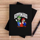 Zepplin Giyim Süper Mario Siyah Çizgisiz Kanvas Defter Çizgisiz - 14x21 cm