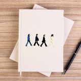 Zepplin Giyim The Beatles Abbey Road Cartoon Çizgisiz Kanvas Defter Çizgisiz - Krem - 14x21 cm