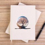 Zepplin Giyim Tree Growing In Snow Gobe Çizgisiz Kanvas Defter Çizgisiz - Krem - 14x21 cm