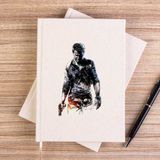 Zepplin Giyim Uncharted 4 Nathan Drake Siluet Çizgisiz Kanvas Defter Çizgisiz - Krem - 14x21 cm