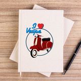 Zepplin Giyim Vespa I Love Çizgisiz Kanvas Defter Çizgisiz - Krem - 14x21 cm