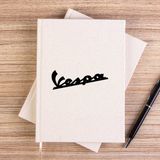 Zepplin Giyim Vespa Logo 2 Çizgisiz Kanvas Defter Çizgisiz - Krem - 14x21 cm