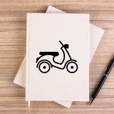 Zepplin Giyim Vespa Scotter Siluet Çizgisiz Kanvas Defter Çizgisiz - Krem - 14x21 cm