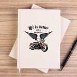 Zepplin Giyim Vintage Harley Chopper Çizgisiz Kanvas Defter Çizgisiz - Krem - 14x21 cm