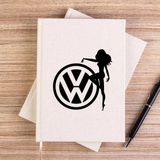 Zepplin Giyim Volkswagen Woman Logo Krem Çizgisiz Kanvas Defter Çizgisiz - 14x21 cm