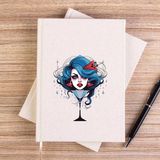 Zepplin Giyim Woman In Martini Glas Çizgisiz Kanvas Defter Çizgisiz - Krem - 14x21 cm