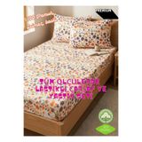 zera collection Çiçek Desenli %100 Organik Pamuk Çarşaf Ve Yastık Takımı
