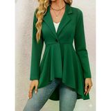 Zera Kadın Uzun Kollu Yakalı önden Düğmeli Uzun Atlas Blazer Ceket