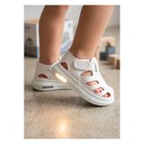 ZERA TREND Işıklı Cırt Cırtlı Kız Erkek Beyaz Esnek Taban Ortapedik Çocuk Spor Sandalet Terlik