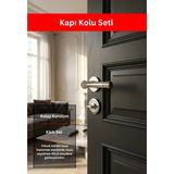 Zeraf Ev Lüks Yalı Koleksiyonu Yuvarlak Rozetli Alüminyum Kapı Kolu Oda Tipi Kapı Kulp Nikel - Saten
