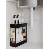 Zerafet Çok Amaçlı 2 Katlı Evye Altı Düzenleyici Askılı Banyo Dolap Içi Organizer Rafı Standı 36x35 cm - Siyah