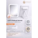 ZERAFET Dokunmatik Led Işıklı Usb Li Dikdörtgen Ayarlanabilir Masa Üstü Makyaj Aynası