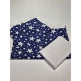 Zerafet Hanımeli %100 Pamuk Fırfırlı Bebek Nevresim Takımı - Lacivert - Beyaz - 100 x 120 cm