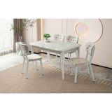 ZerafEv Leila Açılır 6 Kişilik Mermer Desen Yemek Masası Mdf (High Gloss) 130 x 80 - 160 x 80 (SADECE MASA) - Beyaz