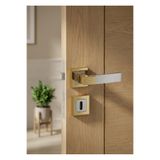 zerafev PREMİUM AHENK KARE ROZETLİ KAPI KOLU (ODA-WC-YALE KİLİT TİPLERİ)(TAKIM) ALTIN - SATEN