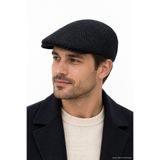ZERAMİNE Erkek Kışlık Kasket Balıksırtı Desenli London Model Şapka Klasik Flat Cap Siyah