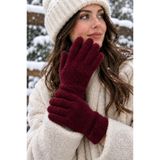 ZERAMİNE Peluş Uzun Parmak Kadın Eldiven Bordo