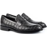 Zerbay Cradle Kösele Taban Desenli Deri Erkek Klasik Ayakkabı Monkstrap Loafer - Siyah