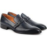 Zerbay Lucaina Hakiki Deri Monkstrap Klasik Ayakkabı, Kösele Taban Klasik Ayakkabı, Loafer Klasik - Lacivert