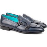 Zerbay Trivor Kösele Taban Deri Tokalı Erkek Monkstrap Klasik Deri Ayakkabı - Lacivert