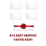 ZERDALİTEKSTİL 8+2 Hediyeli 10 Adet Beyaz Fermuarlı Yastık Kılıfı 50x70 Cm