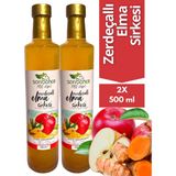 Zerdeçallı Elma Sirkesi 500 ml 2'li Paket - Organik Doğal Fermente - 1 lt