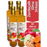 Zerdeçallı Elma Sirkesi 500 ml 4'lü Paket - Organik Doğal Fermente - 2 lt