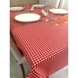 Zeren Home 160x260 cm Sıvı Geçirmez Dertsiz Mini Piti Kare Kırmızı Masa Örtüsü