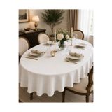 Zeren Home Asos Beyaz Oval Masa Örtüsü | Özel Ölçü Dikim | Leke Tutmaz | %100 Polyester | OEKO-TEX® 100 Sertifikalı