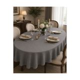 Zeren Home Asos Gri Oval Masa Örtüsü | Özel Ölçü Dikim | Leke Tutmaz | %100 Polyester | OEKO-TEX® 100 Sertifikalı