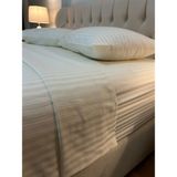Zeren Home Çizgili Pamuk Saten Tek Kişilik Nevresim Takımı 4 Parça Set Krem - 160 x 220 cm