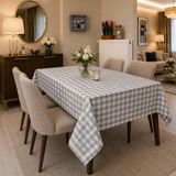Zeren Home Country Gri Pötikare Masa Örtüsü | Sıvı Geçirmez Keten Kumaş | Özel Ölçü Dikim|OEKO-TEX® 100