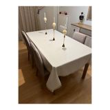 Zeren Home Dantel Detaylı Simli Dertsiz Masa Örtüsü Krem, 150 x 260, dantelli-simli-yn1a