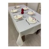 Zeren Home Elite Masa Örtüsü + Runner Takım | Lekeye Dayanıklı Simli Krem