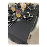 Zeren Home Elite Masa Örtüsü + Runner Takım | Lekeye Dayanıklı Simli Siyah