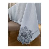 Zeren Home Fransız Dantel Detaylı Piko Sarma İşlemeli Dertsiz Salon Masa Örtüsü, 160 x 300, 4kose-fransiz2
