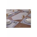 Zeren Home Gri Amerikan Servis Ve 6 Kişilik Ekose Runner Seti