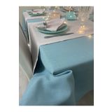 Zeren Home Keten Görünümlü Begonvil Masa Örtüsü Maldiv 27 Parça Set 150 x 200