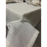 Zeren Home Keten Görünümlü Dertsiz 13 Parça Krem 150 x 400 cm Masa Örtüsü
