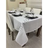 Zeren Home Keten Görünümlü Dertsiz Beyaz 140x200 cm Masa Örtüsü