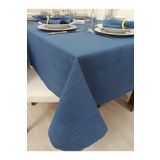 Zeren Home Keten Görünümlü Dertsiz Masa Örtüsü Indigo Mavi 13 Parça 150 x 300