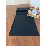 Zeren Home Keten Görünümlü Dikdörtgen Siyah 40x150 cm Runner