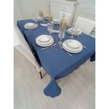 Zeren Home Keten Görünümlü İndigo Mavi Dertsiz 100x150 cm Masa Örtüsü