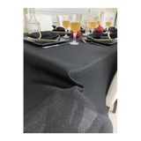 Zeren Home Keten Görünümlü Simli Begonvil Masa Örtüsü Siyah 13 Parça, 140 x 220
