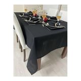 Zeren Home Keten Görünümlü Simli Begonvil Masa Örtüsü Siyah, 140 x 240