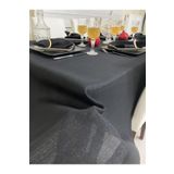 Zeren Home Keten Görünümlü Simli Begonvil Masa Örtüsü Siyah 25 Parça, 140 x 200