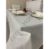 Zeren Home Keten Görünümlü Simli Dertsiz Krem 140 x 200 cm Masa Örtüsü